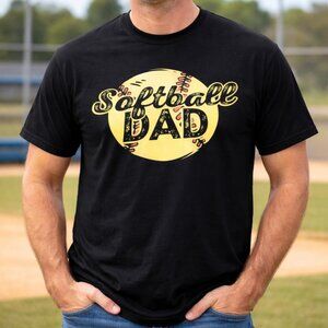 Softball Dad Daddy T-Shirt Mens X- Large Black Short Sleeve Graphic Casual Tee